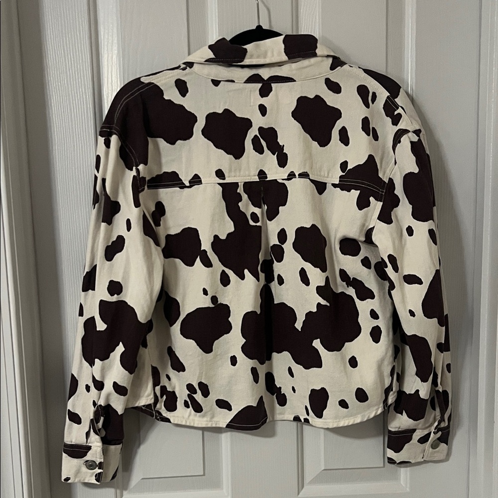 Lone Star Juniors Brown and White Cow Print Jean Jacket - Picture 6 of 7